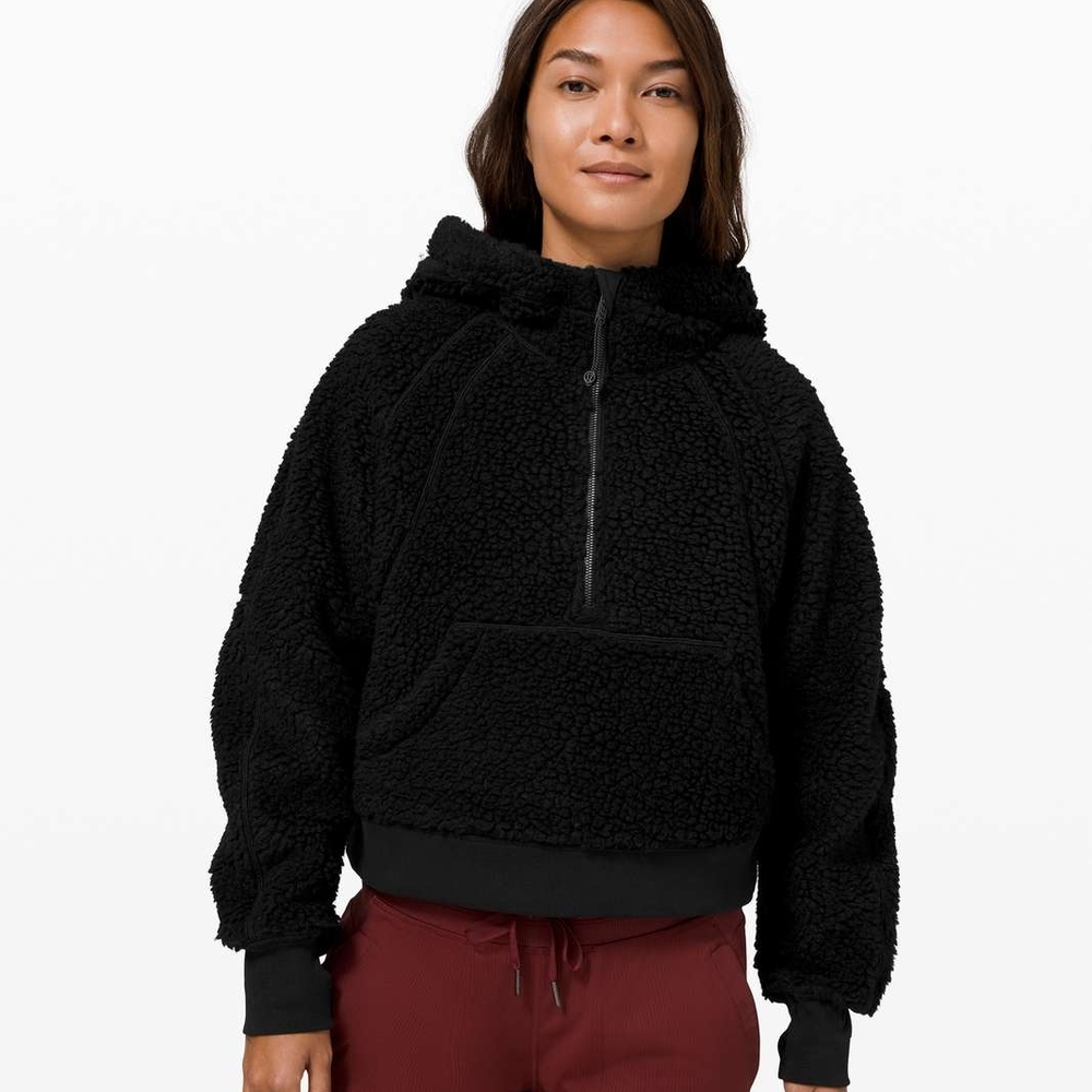 Lululemon Scuba Oversized Sherpa 1/2 Zip, Black, Size M/L Cozy and Warm